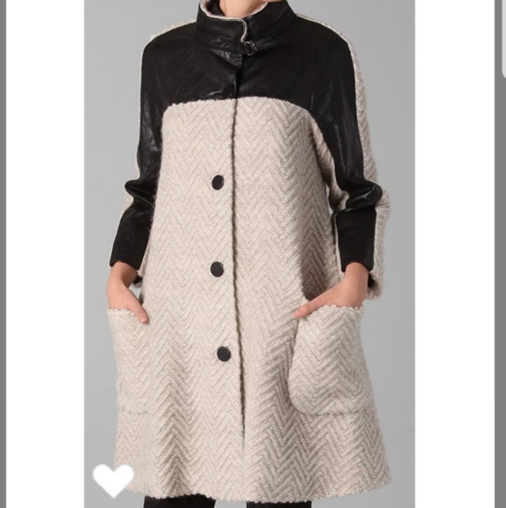 Rebecca Minkoff Eniko Leather Trim Boucle Coat